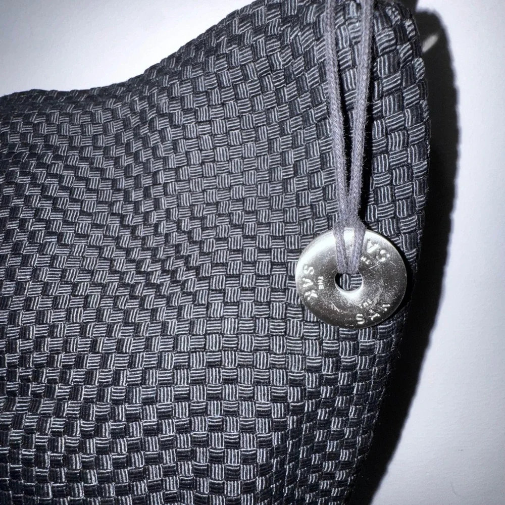 The Sak Woven Hobo Shoulder Bag Black Textured Leather Strap Accent EUC
